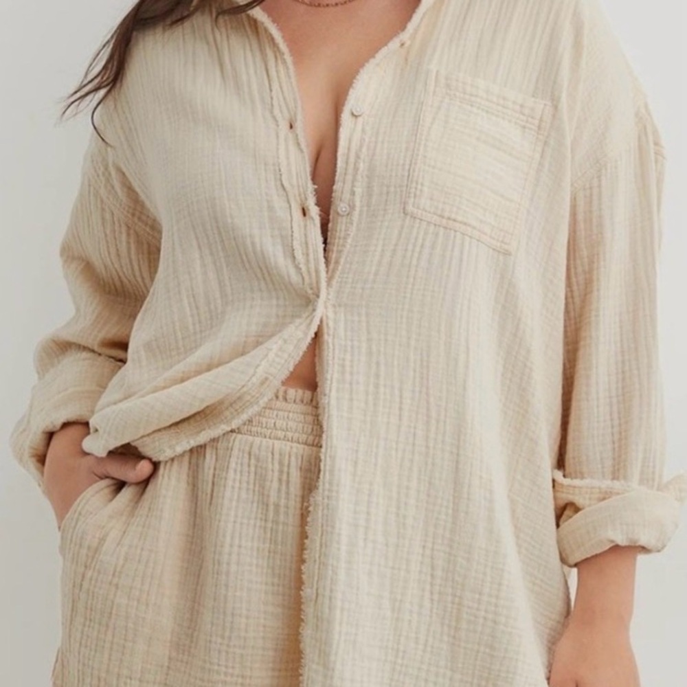 American Eagle Gauze Top Oversize XL - Picture 2 of 5